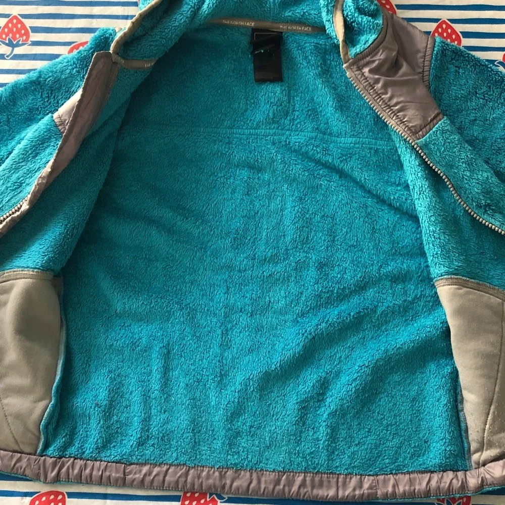 The north face oso hoodie blue fleece jacket girls medium 10 12